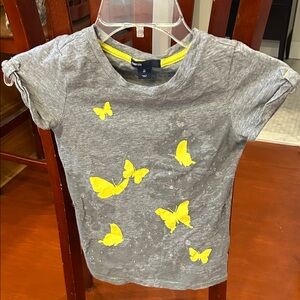 GAP Kids Gray Tee with Yellow Butterflies